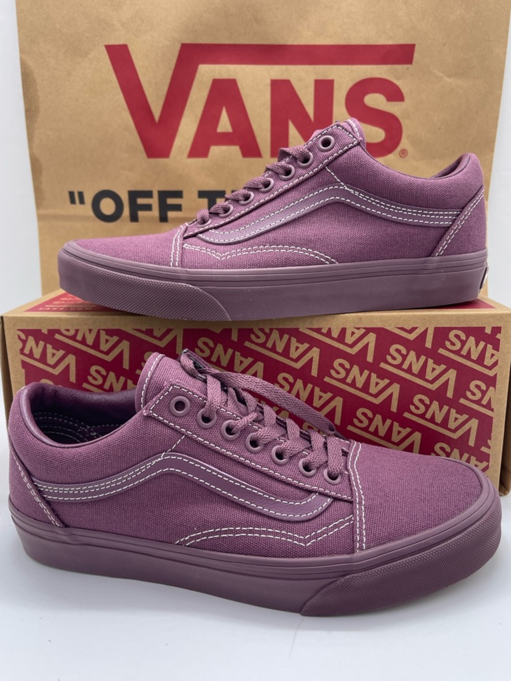 Vans WMNS Old Skool Plum Wine Pastel Mono Sneakers NWT - Picture 2 of 16
